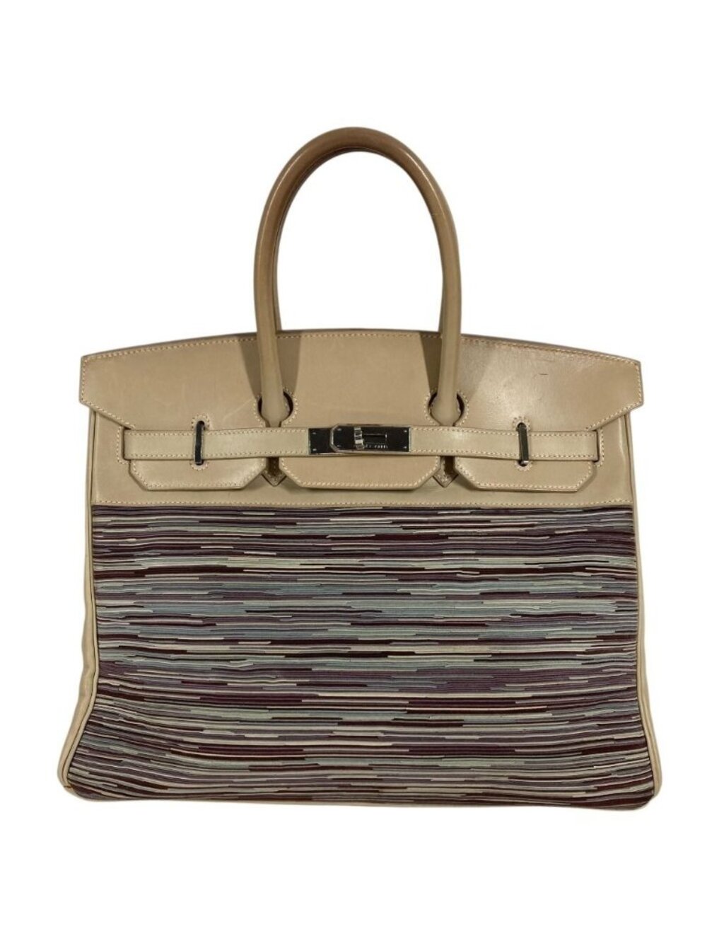 Hermes Handbag Birkin 35 Leather White Multicolor